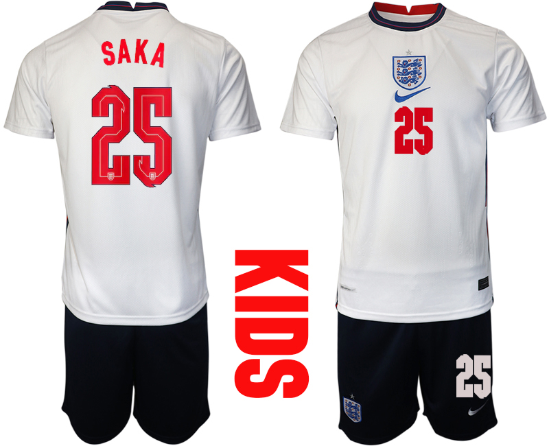 2021 European Cup England home Youth #25 soccer jerseys->youth soccer jersey->Youth Jersey